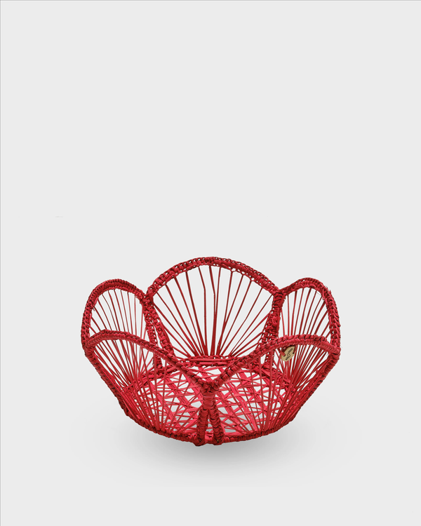 David Hicks Red Woven Bread Basket Small