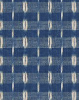 Flammé Indigo 83A – French Geometric Flame Cotton-Linen Fabric