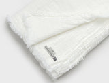 Throw - Vice Versa Crumpled Linen in Blanc / Ecru 55"x99"