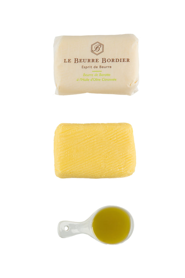 Huile Olive Citronnée Butter - Le Beurre Bordier on White Background