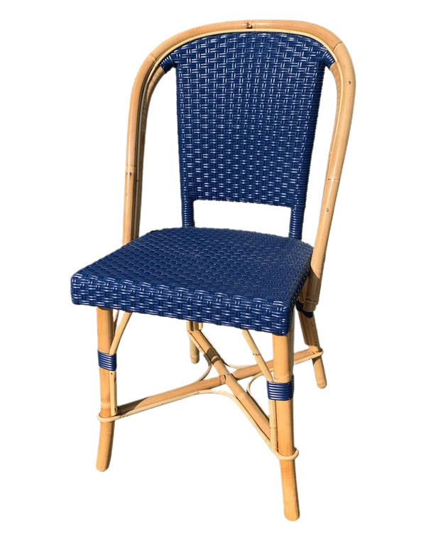 Woven Rattan Fouquet Bistro Chair Satin Ultramarine - French inc