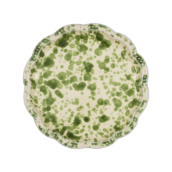 Speckled Dessert Plate-Green and White
