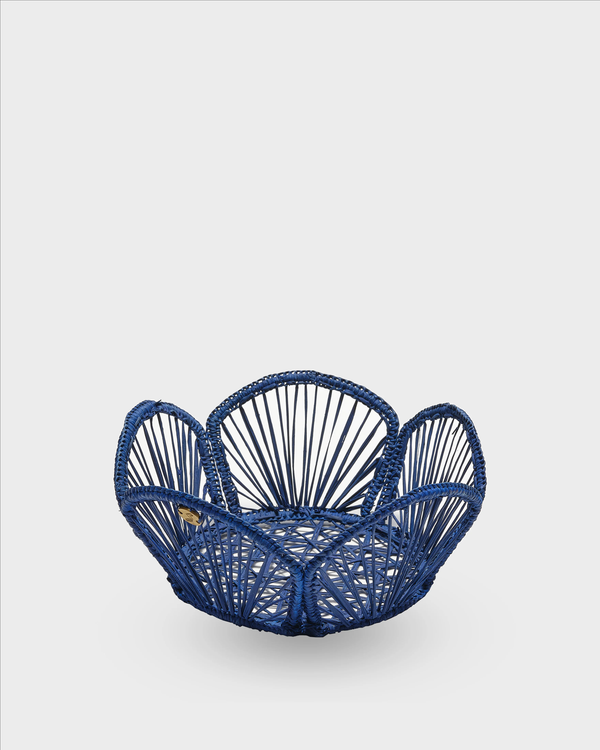 David Hicks Blue Woven Bread Basket Medium
