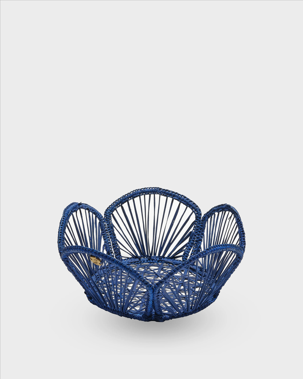 David Hicks Blue Woven Bread Basket Small