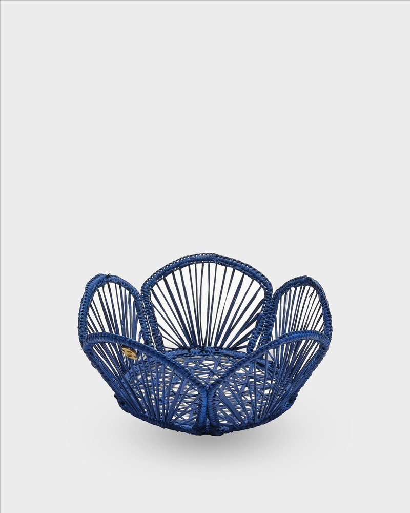 David Hicks Blue Woven Bread Basket Small