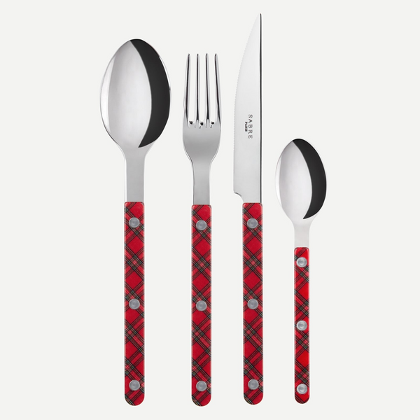 Bistrot Tartan, Red 24 pieces cutlery set