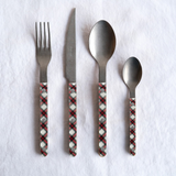 Bistrot Vintage Tartan, White 24 pieces cutlery set