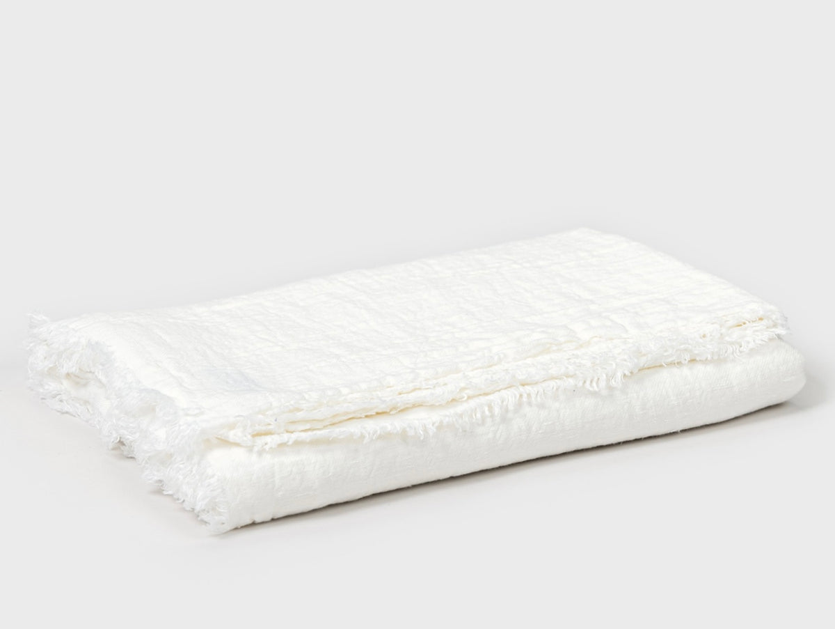 本日のみ出品‼️【MAISON DE VACANCES】 Linen Stole Maison de Vacances Crumpled Washed Linen Throw in Blanc / Ecru