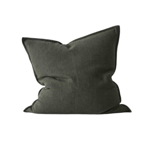 Cushion -  Washed Linen Crepon  in Kaki  20"x 20"