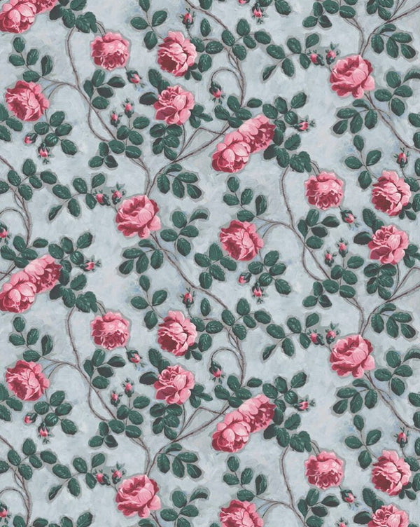 Wallpaper - 75B Roses Pompadour Blue - french.us