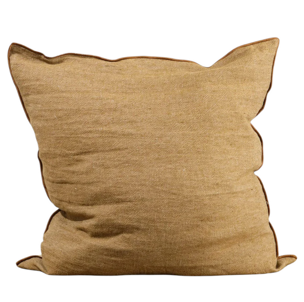 Crumpled Washed Linen Pillowcase in Havane/Givre