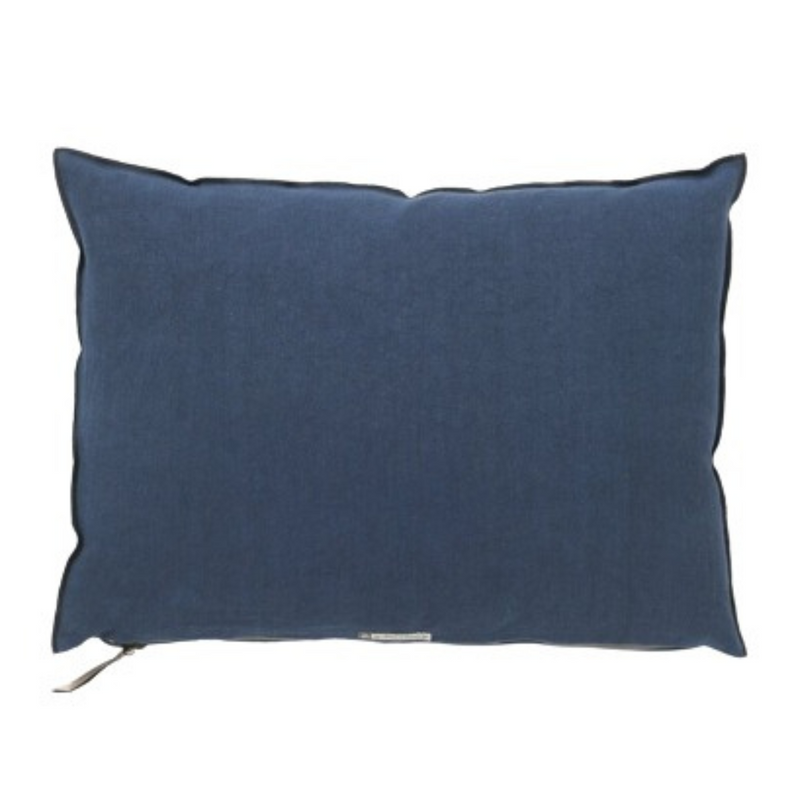 Cushion - Stone Washed Linen in Blue Nuit 20”x20” - french.us