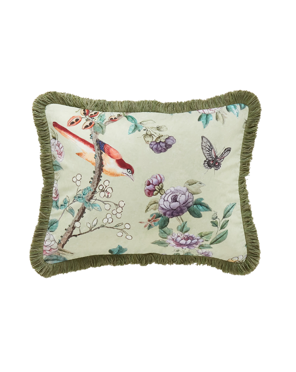 Cushion cover Linen T1 70B Canton Green with Trimming 17x13” - french.us