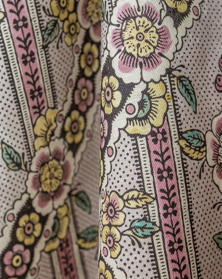 Linen Fabric - Guirlandes De Fleurs 1B - French inc