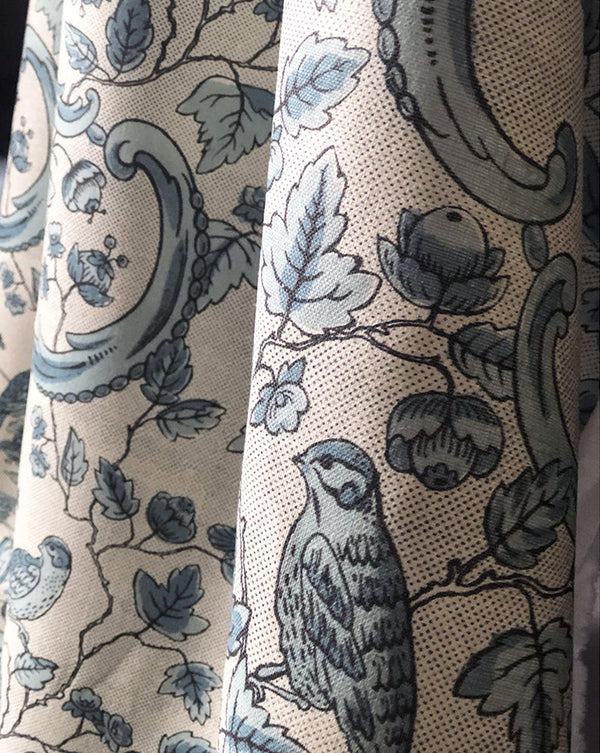 Linen Fabric - Oiseaux & Feuillages 24A - French inc