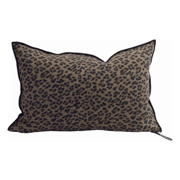 Cushion Vice Versa - Printed Wabi Sabi Linen Panthere