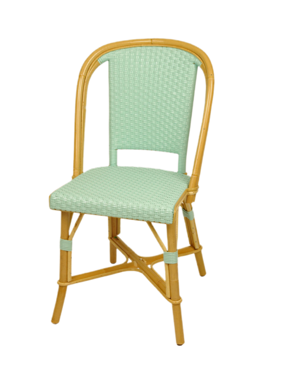 Woven Rattan Fouquet Bistro Chair Satin Azur - French inc