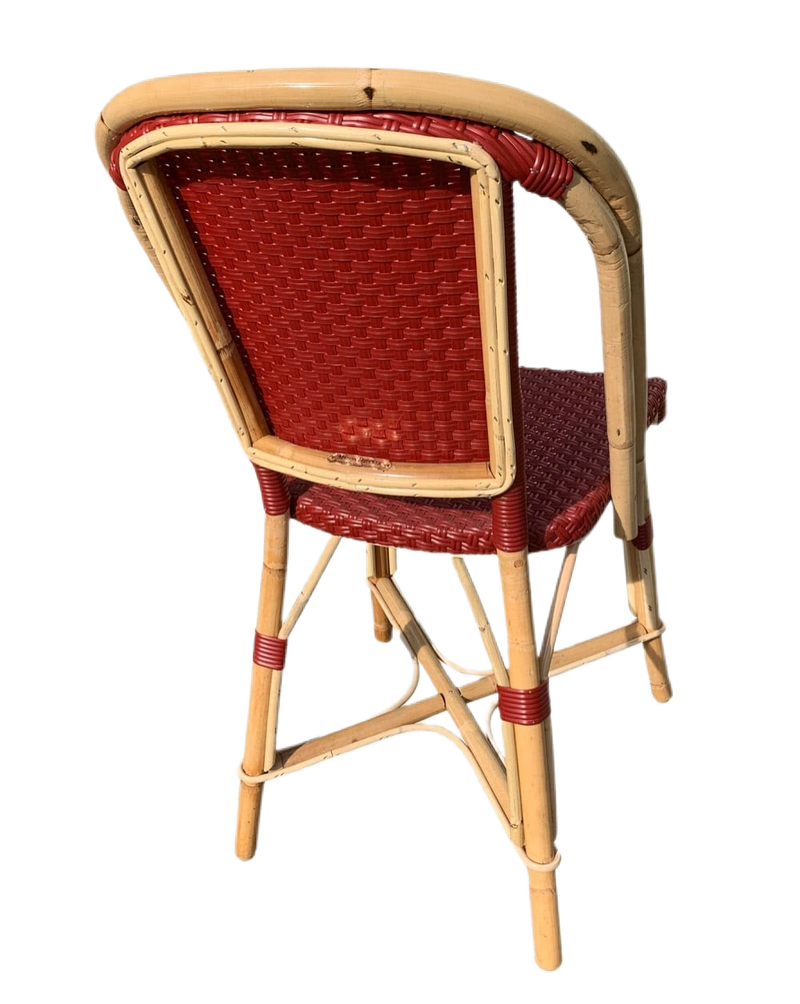 Woven Rattan Fouquet Bistro Chair Satin Ruby Red
