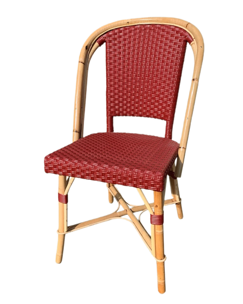 Woven Rattan Fouquet Bistro Chair Satin Ruby Red