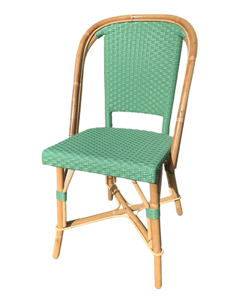 Woven Rattan Fouquet Bistro Chair Satin Water Green