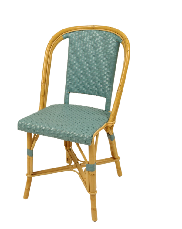 Woven Rattan Fouquet Bistro Chair Satin Soft Blue