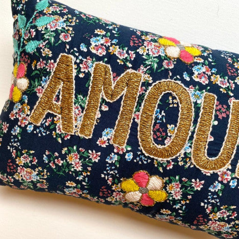 Mini Embroidered Cushion AMOUR 9x13