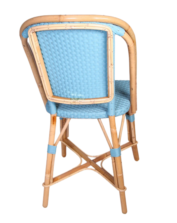 Woven Rattan Fouquet Bistro Chair Bright Sky Blue - French inc