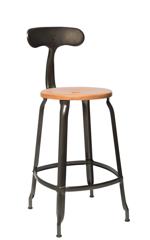 Metal Chair - Natural Wood Seat 60 cm / 24 in - French inc