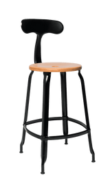 Metal Chair - Natural Wood Seat 66 cm / 26 in