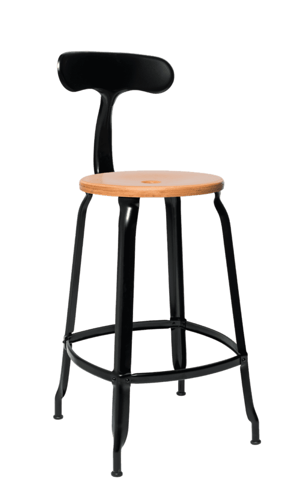 Metal Chair - Natural Wood Seat 66 cm / 26 in - French inc