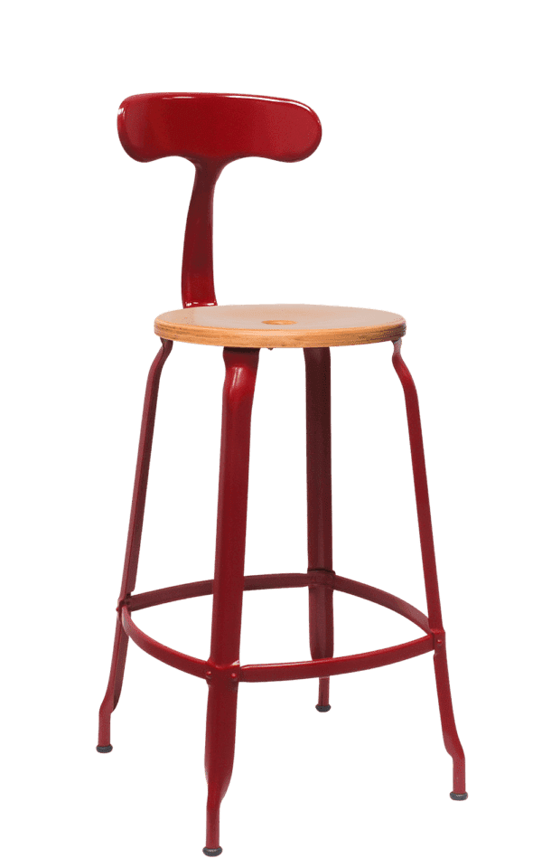 Metal Chair - Natural Wood Seat 66 cm / 26 in - French inc