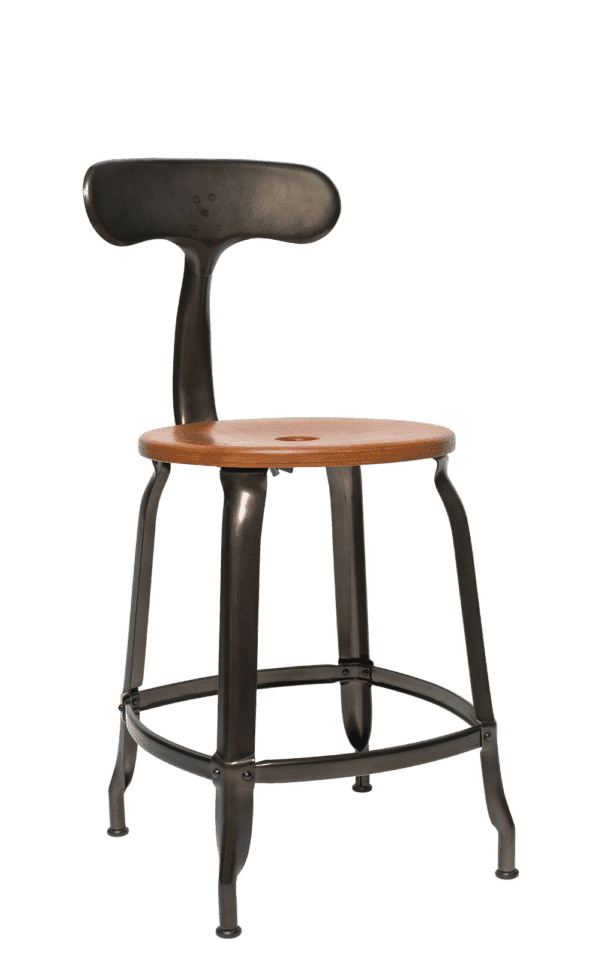 Metal Chair - Caramel Wood Seat 45 cm / 18 in