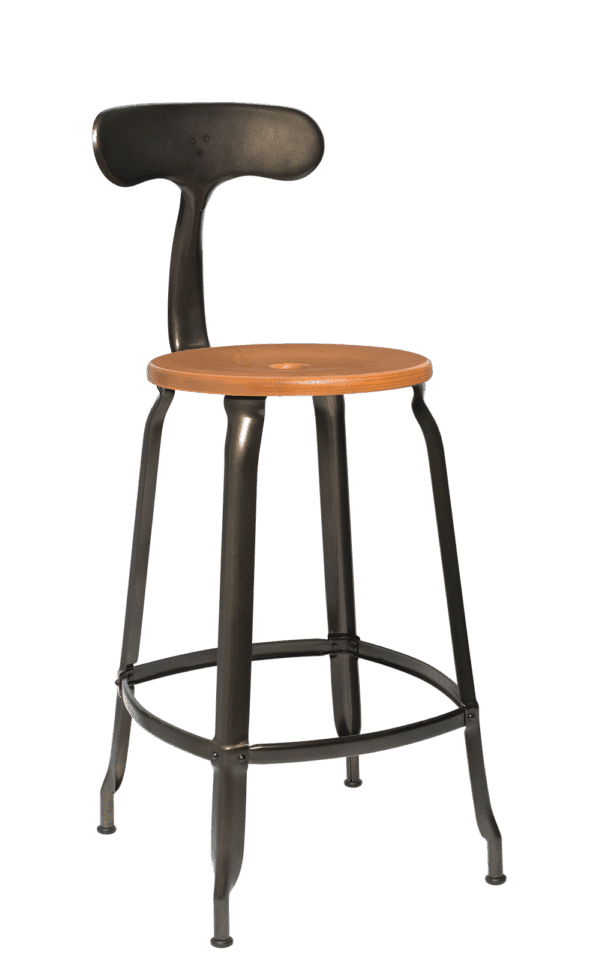 Metal Chair - Caramel Wood Seat 66 cm / 26 in