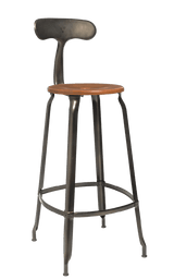 Metal Chair - Caramel Wood Seat 75 cm / 30 in - French inc