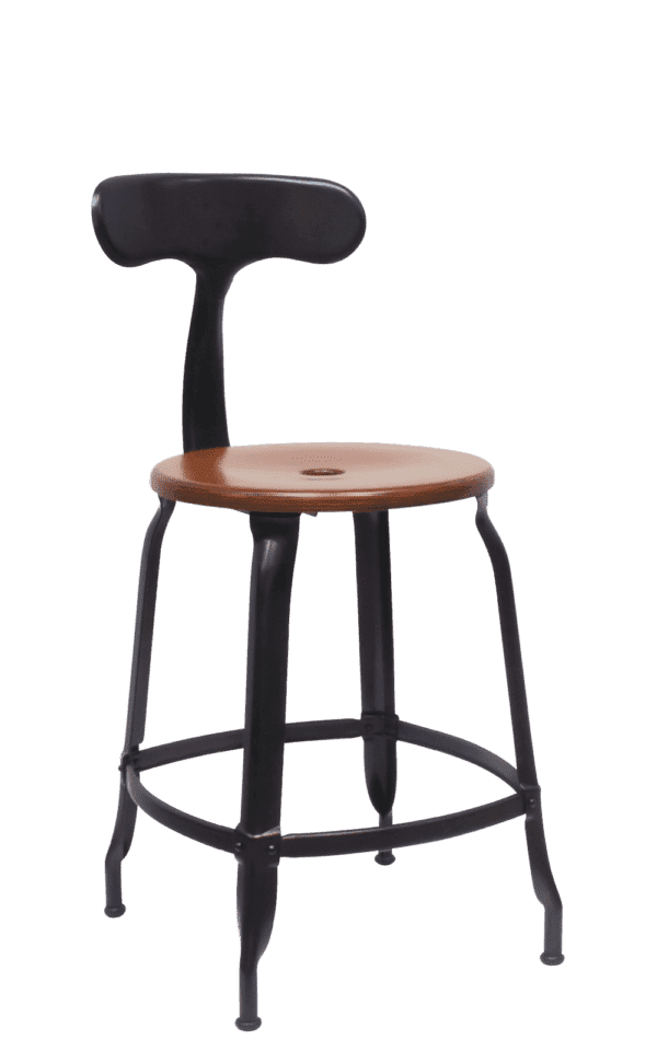 Metal Chair - Caramel Wood Seat 45 cm / 18 in