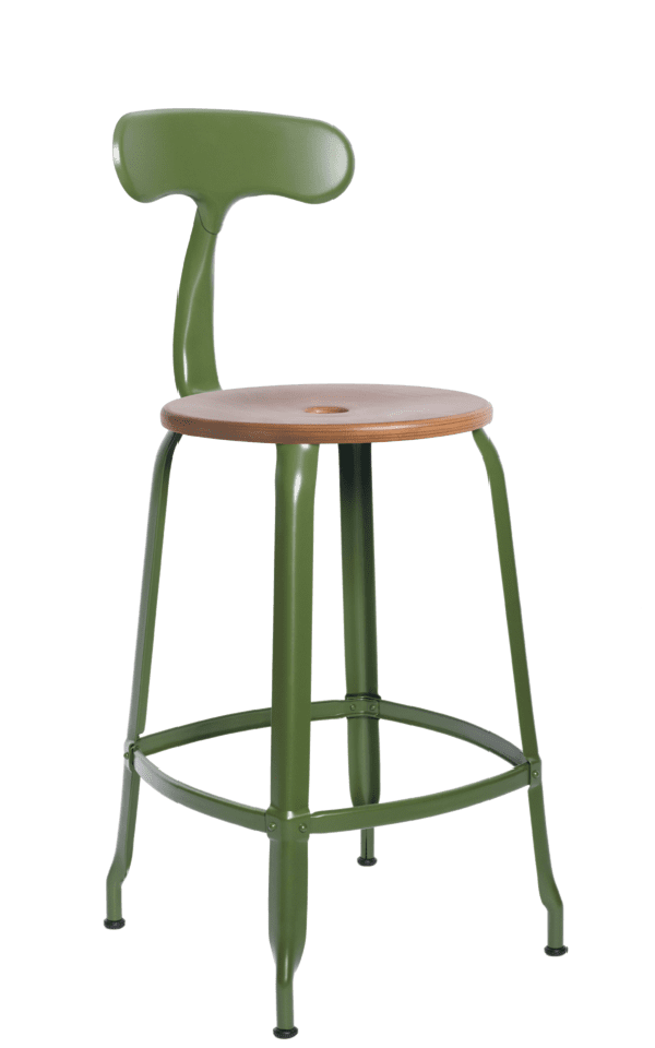 Metal Chair - Caramel Wood Seat 66 cm / 26 in - French inc
