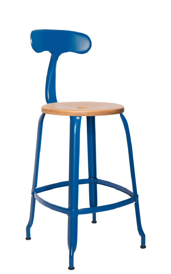 Metal Chair - Natural Wood Seat 60 cm / 24 in - French inc