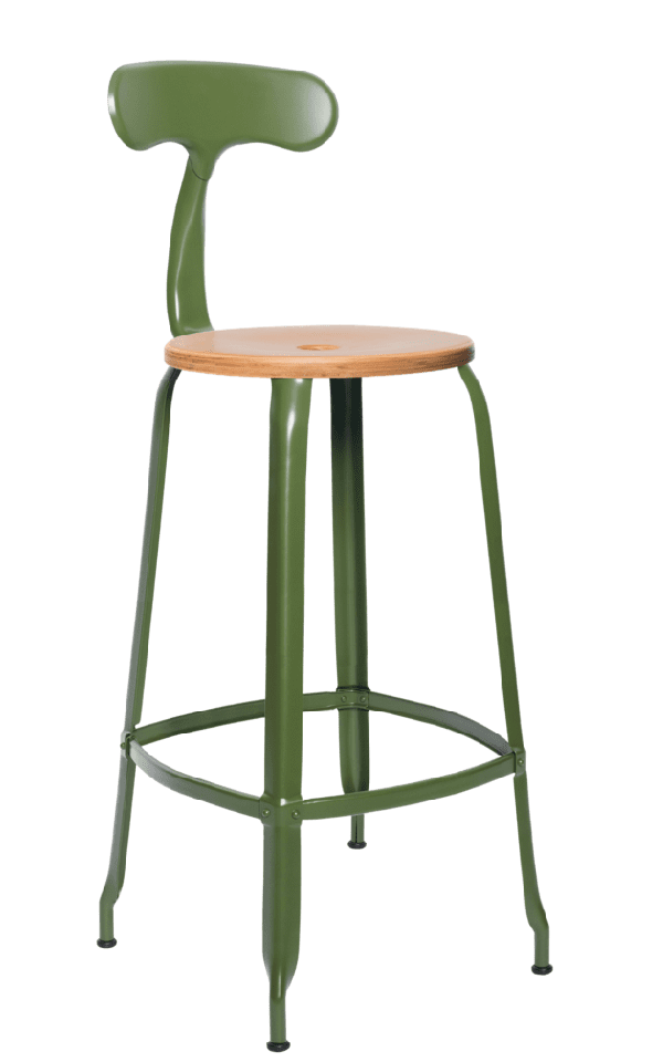 Metal Chair - Natural Wood Seat 75 cm / 30 in - French inc