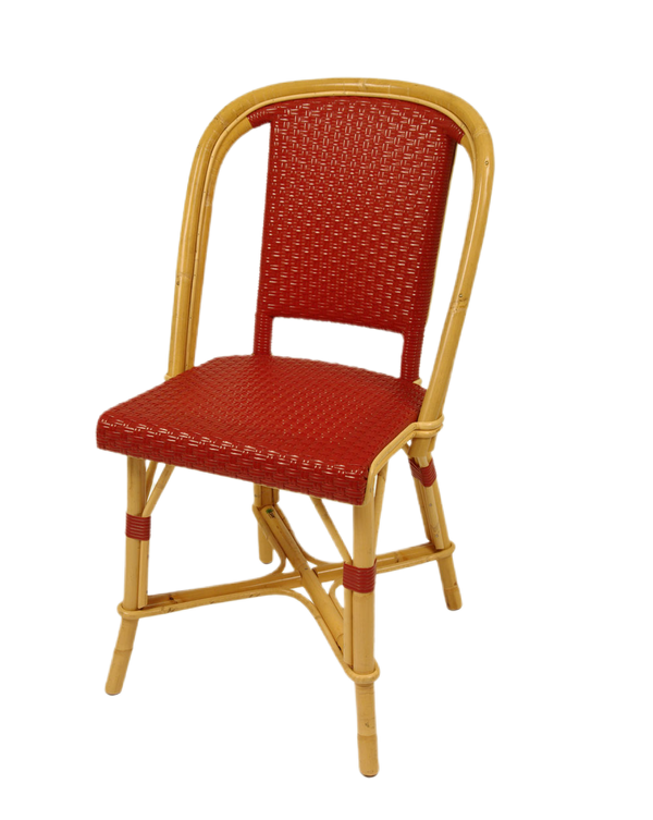 Woven Rattan Fouquet Bistro Chair Satin Carmin Red - French inc