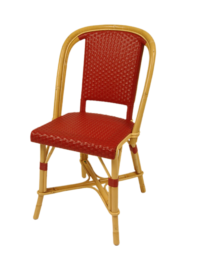 Woven Rattan Fouquet Bistro Chair Satin Carmin Red