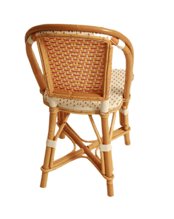 Woven Rattan Fouquet Bistro Chair Kids Pink, White, and Curcuma - French inc
