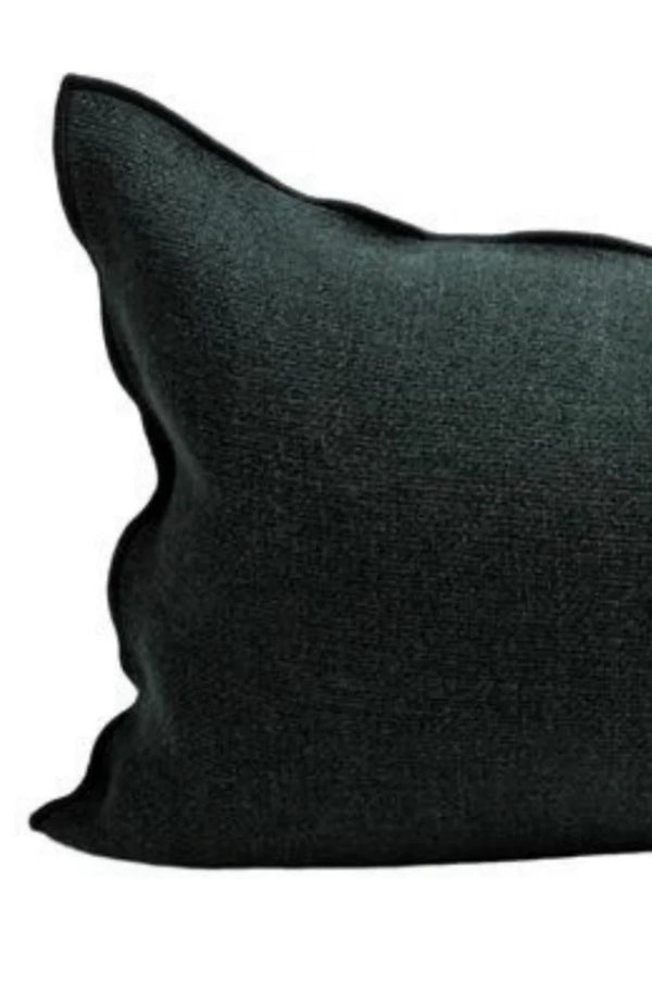 Cushion - Crumpled Linen in Charbon /  Anthracite 20”x20” - french.us  2