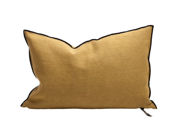 Cushion - Stone Washed Linen in Ocre 16”x24” - French inc