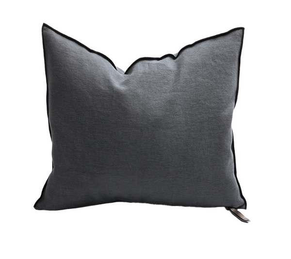 Cushion  - Stone Washed Linen  in Charbon 20"x20"