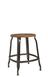 Metal Stool - Caramel Wood Seat 45 cm / 18 in