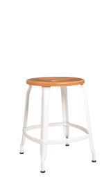 Metal Stool - Natural Wood Seat 45 cm / 18 in
