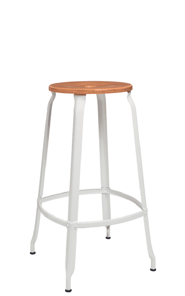 Metal Stool - Natural Wood Seat 75 cm / 30 in
