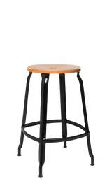 Metal Stool - Natural Wood Seat 60 cm / 24 in