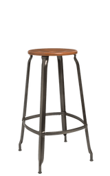 Metal Stool - Caramel Wood Seat 75 cm / 30 in
