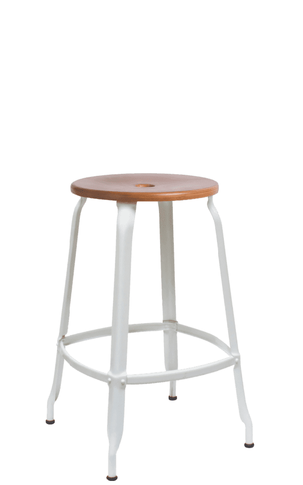Metal Stool - Caramel Wood Seat 60 cm / 24 in